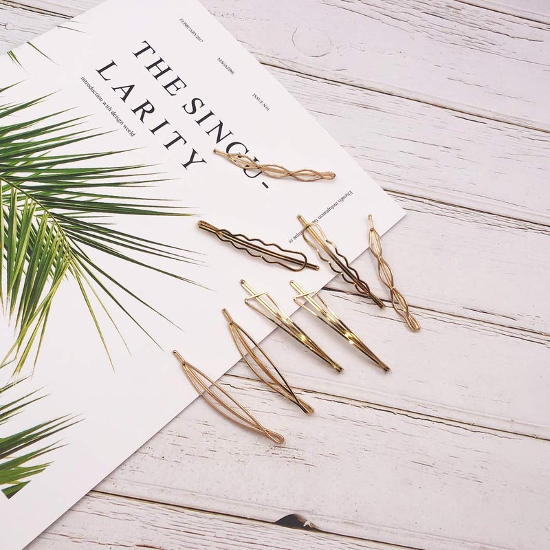 Messen Hair Pins Set Geometric Hair Clips Metal Hairpin Minimalist Hair Styling Jewelry Hair Clamps Accessories Barrettes Gold Bobby Pin for Girl Women (8 Pieces,Style 7) - Image 4